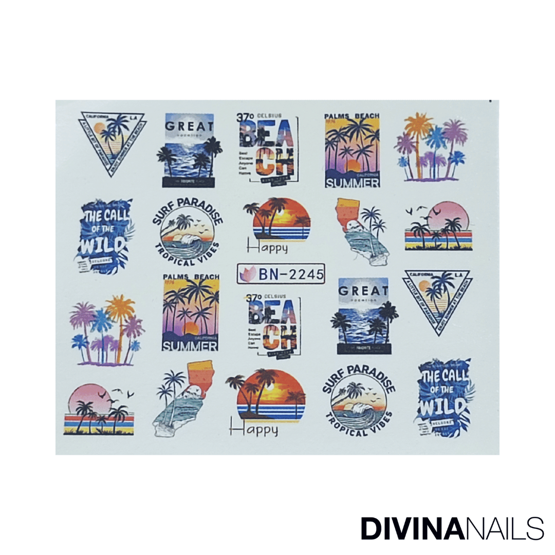 MIAMI VICE - Set da 12 Stickers decorazioni unghie per nail art - Divina Nails