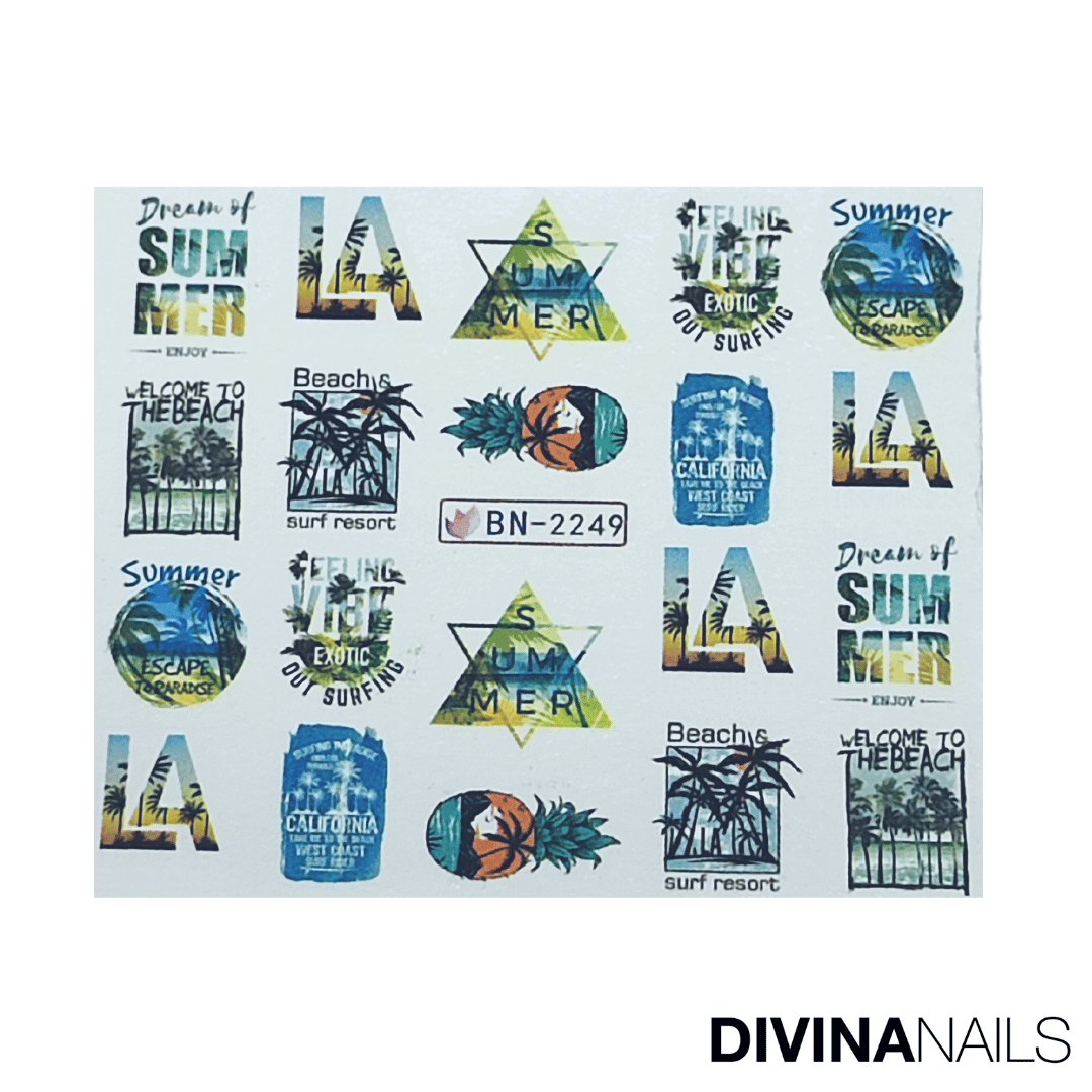 MIAMI VICE - Set da 12 Stickers decorazioni unghie per nail art - Divina Nails
