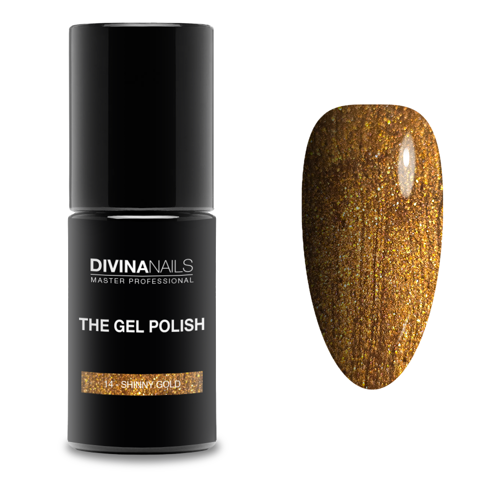 THE GEL POLISH - 14 SHINNY GOLD - Semipermanente con glitter per unghie da 8ml