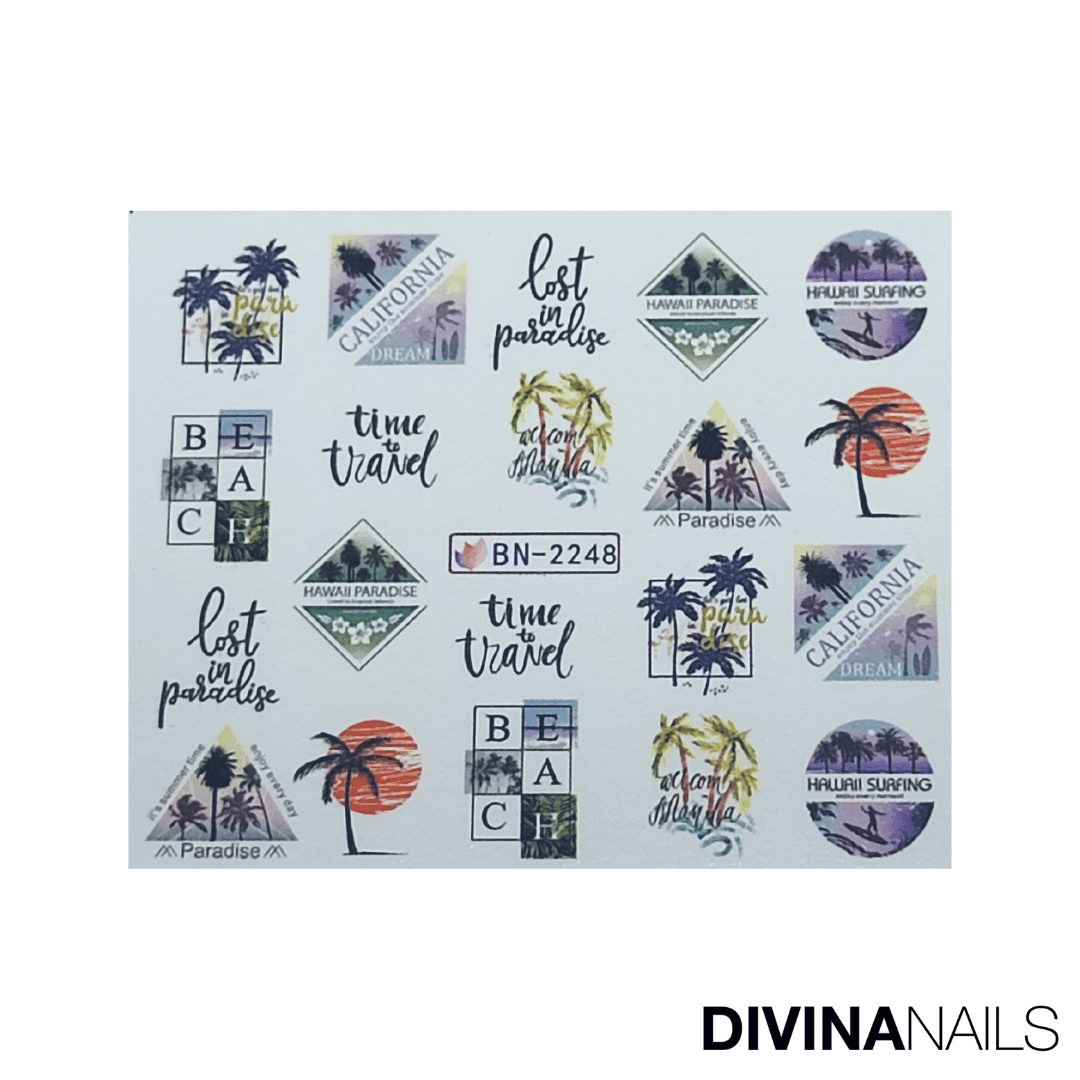 MIAMI VICE - Set da 12 Stickers decorazioni unghie per nail art - Divina Nails