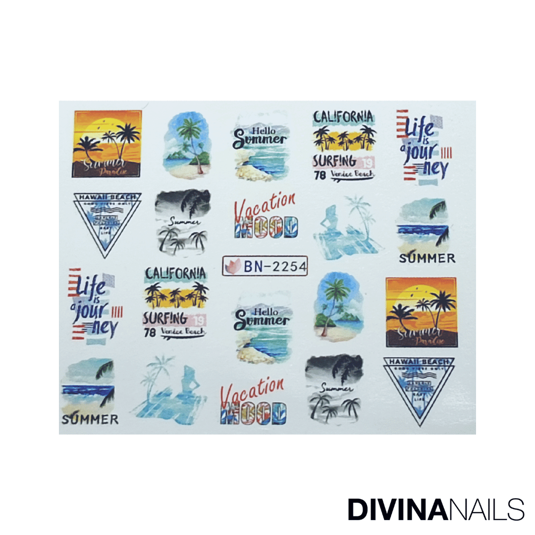 MIAMI VICE - Set da 12 Stickers decorazioni unghie per nail art - Divina Nails