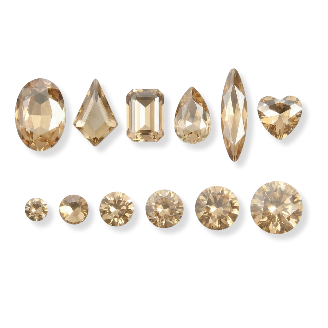 CHAMPAGNE FANCY MIX - Set da 12 diamanti decorazioni unghie oro per nail art