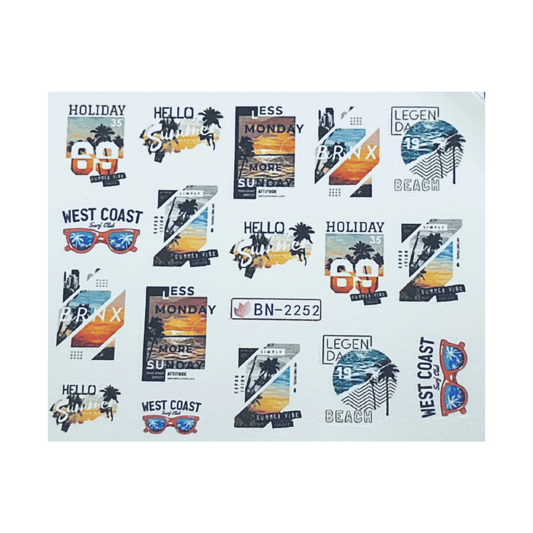 MIAMI VICE - Set da 12 Stickers decorazioni unghie per nail art - Divina Nails