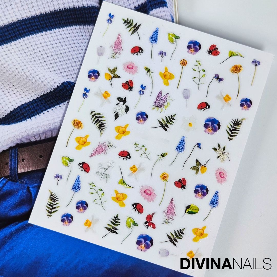 WATER DECAL - COLORFUL FLOWERS - 061 - Stickers decorazioni adesivi unghie per nail art per la primavera