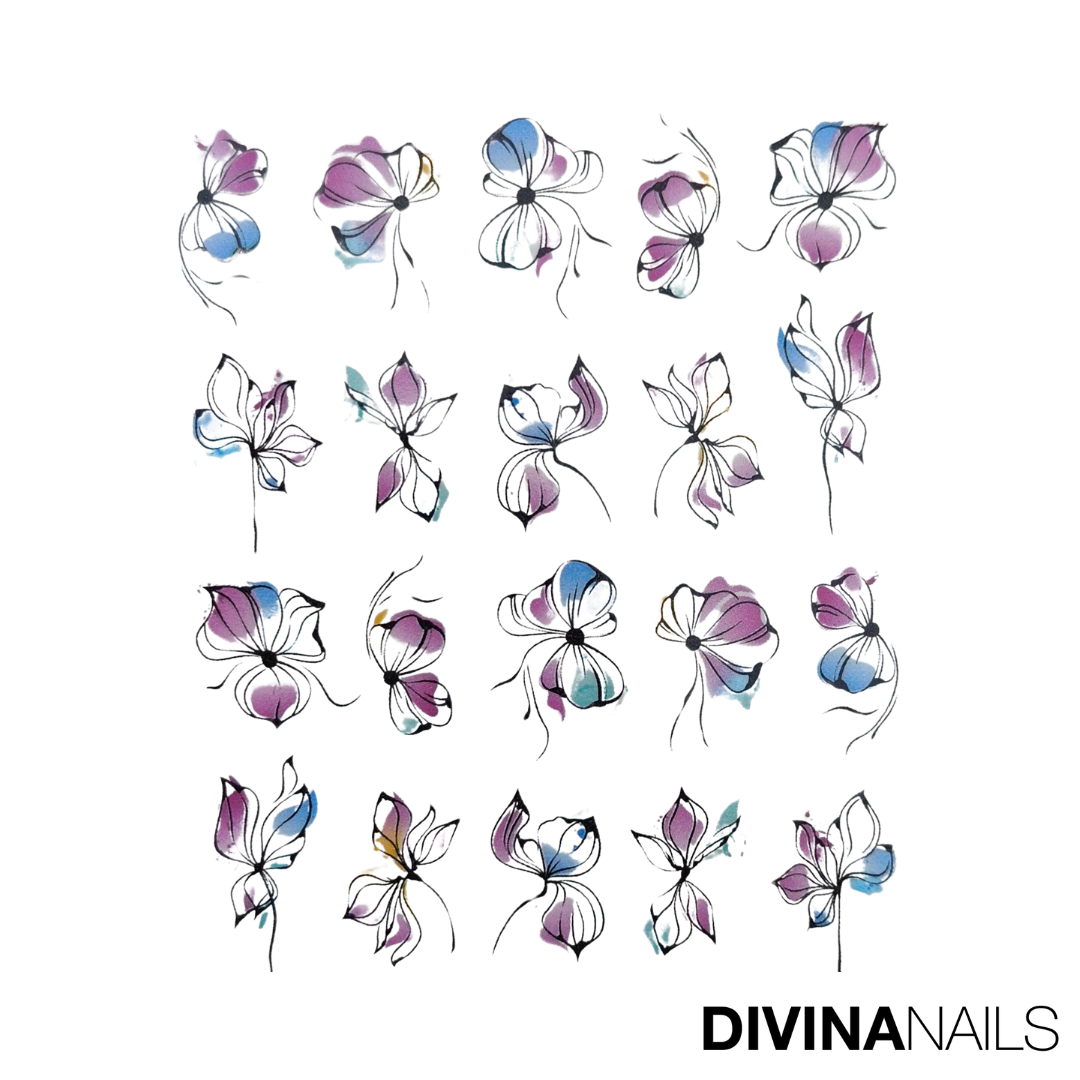 WATER DECAL - FLOWER SPRING - 05 - Stickers decorazioni adesivi unghie per nail art per la primavera