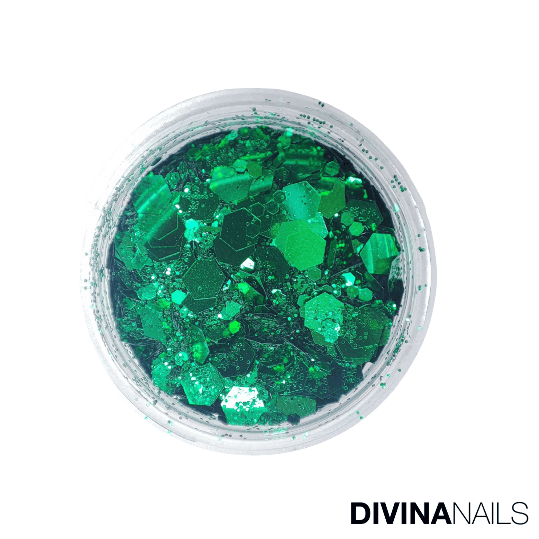 HOLO FLAKES - MINT - Polvere Glitter brillantini per gel unghie Nail Art 2g - Divina Nails