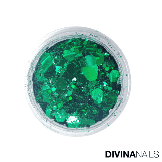 HOLO FLAKES - MINT - Polvere Glitter brillantini per gel unghie Nail Art 2g - Divina Nails