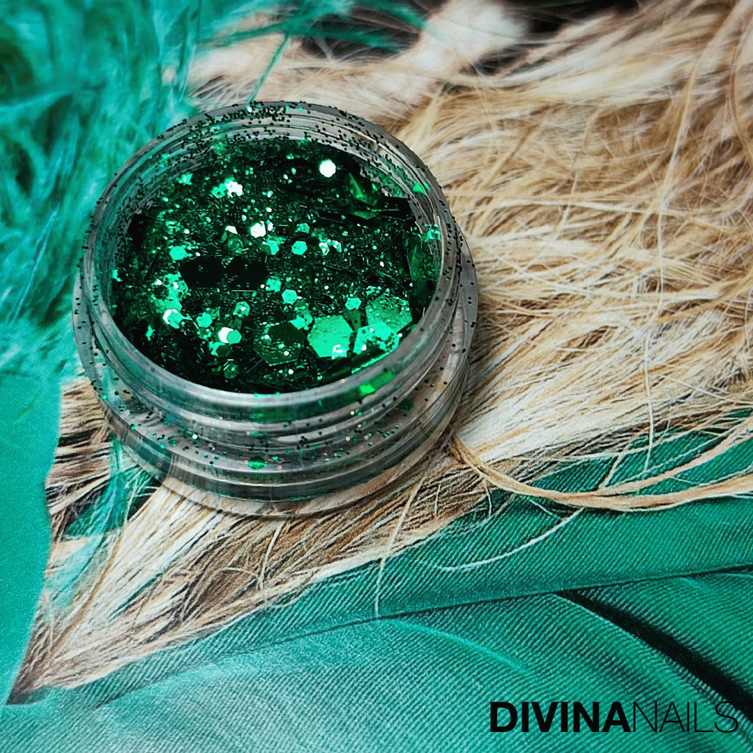 HOLO FLAKES - MINT - Polvere Glitter brillantini per gel unghie Nail Art 2g - Divina Nails