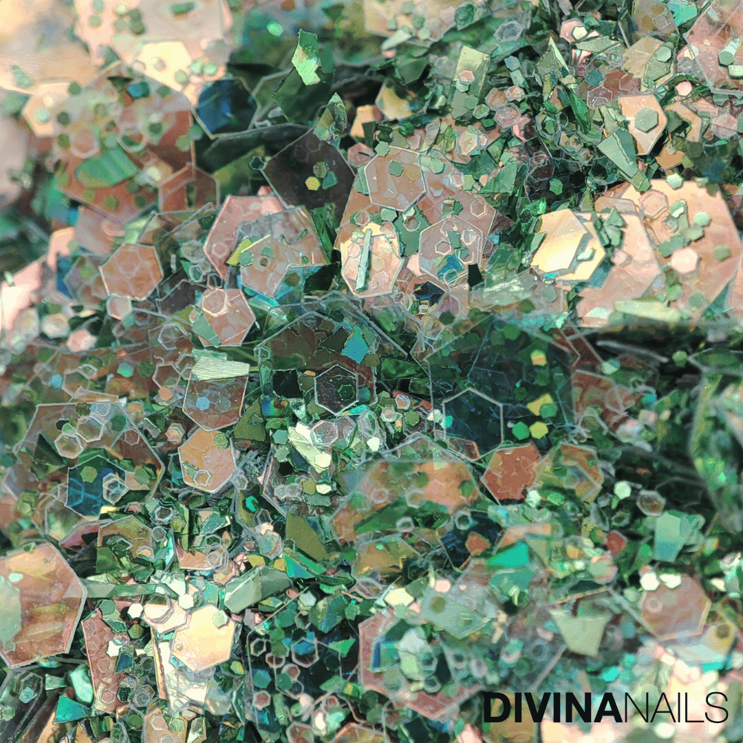 DIAMOND HOLO - MIXED ROUND - Set 12 Polvere Glitter brillantini per gel unghie Nail Art 2g - Divina Nails