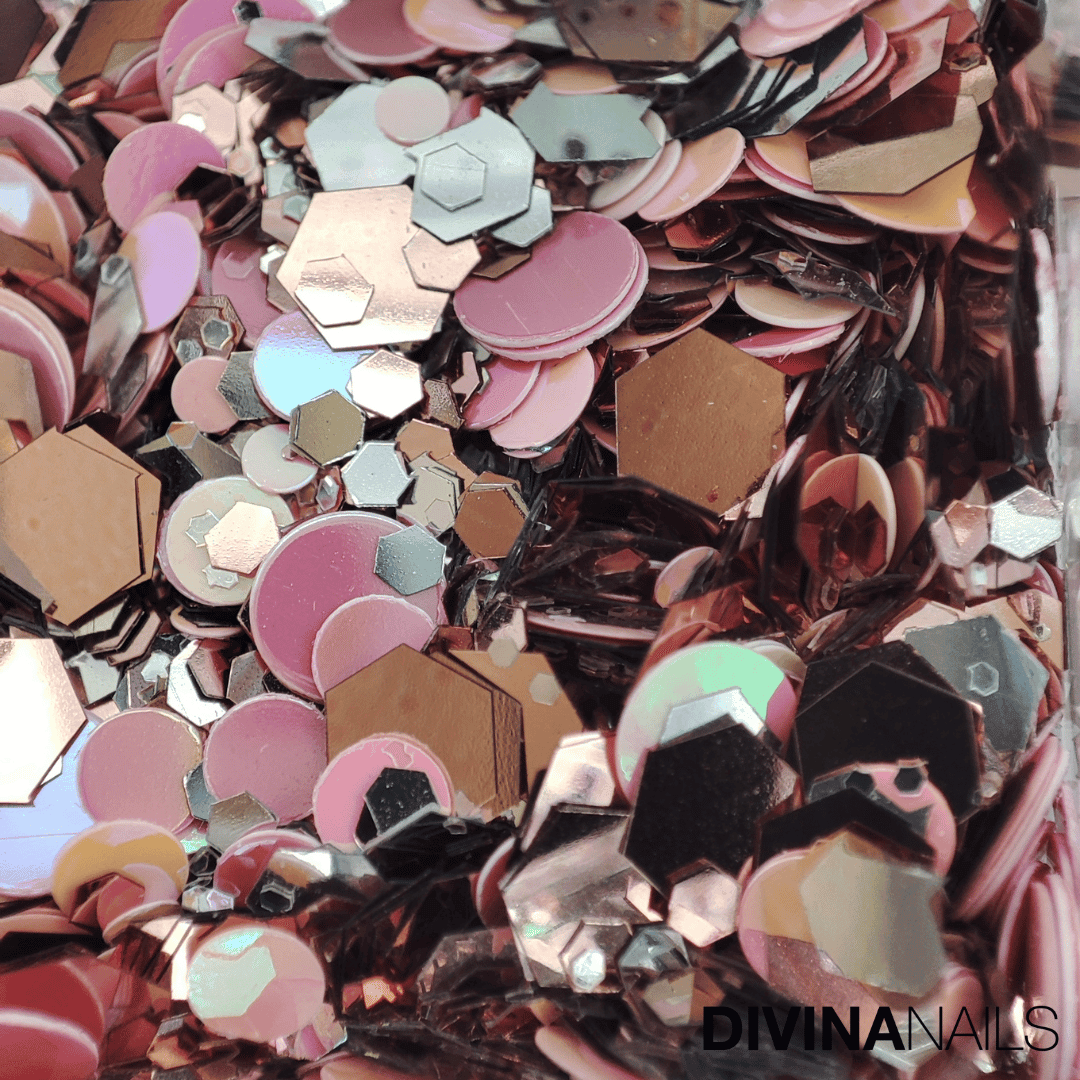 DIAMOND HOLO - MIXED ROUND - Set 12 Polvere Glitter brillantini per gel unghie Nail Art 2g - Divina Nails