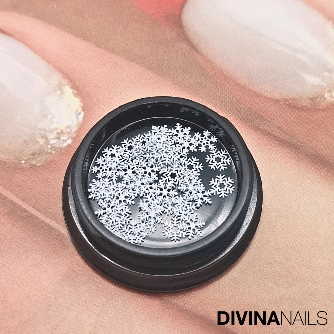 SNOW FLAKES - SILVER - Fiocchi di neve colore argento per gel unghie Nail Art