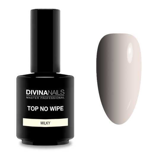 TOP MILKY NO WIPE - Gel top coat antigiallo senza dispersione Bianco Latte 15ml