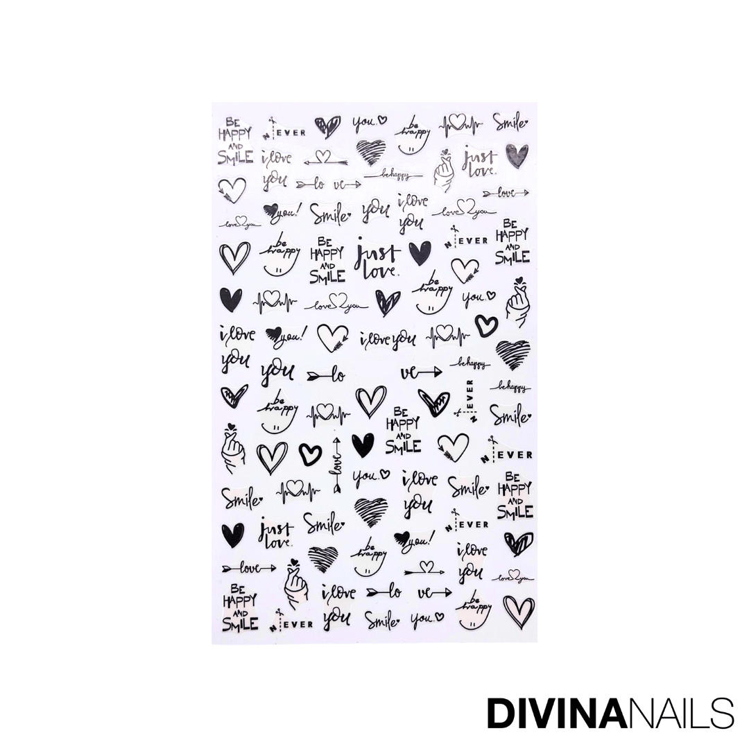 STICKERS - CUPIDO BLACK - 2X Stickers decorazioni unghie per nail art per San Valentino