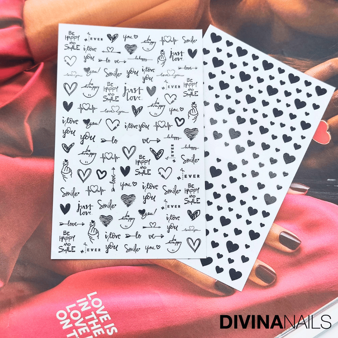 STICKERS - CUPIDO BLACK - 2X Stickers decorazioni unghie per nail art per San Valentino