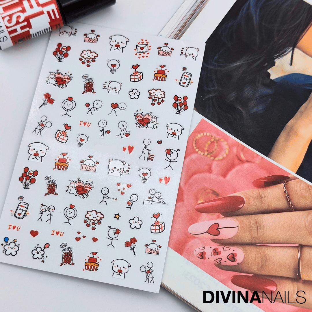 STICKERS - WINKY LOVE - Stickers decorazioni unghie per nail art per San Valentino