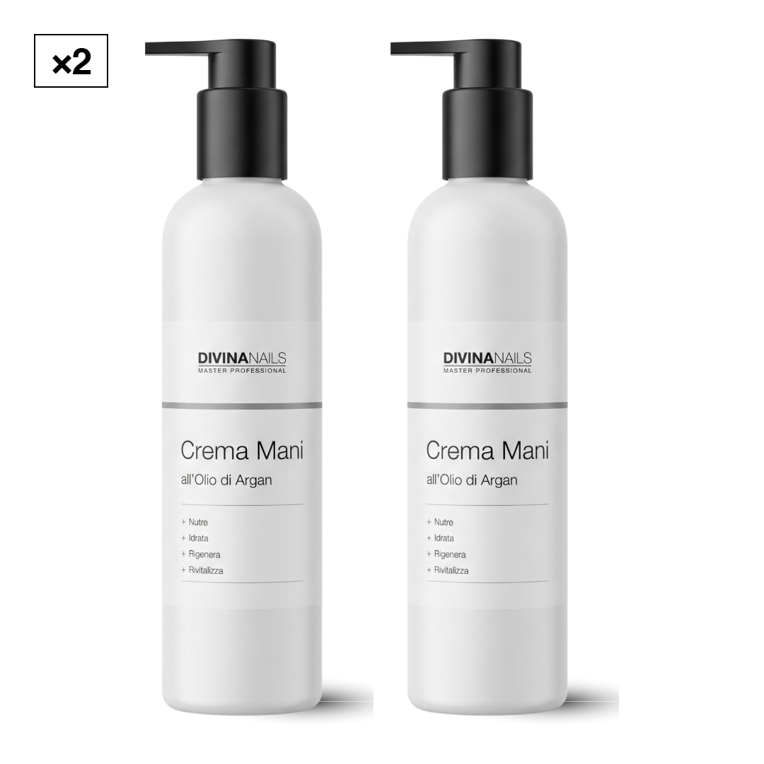 Due flaconi di crema mani all'olio di Argan 300ml Divina Nails