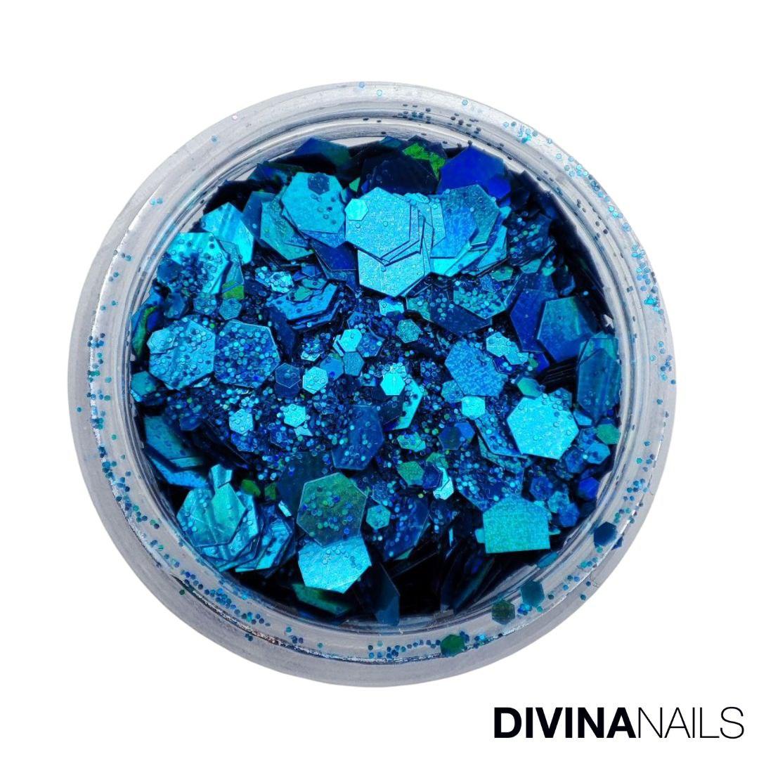HOLO FLAKES - OCEAN - Polvere Glitter brillantini per gel unghie Nail Art 2g - Divina Nails