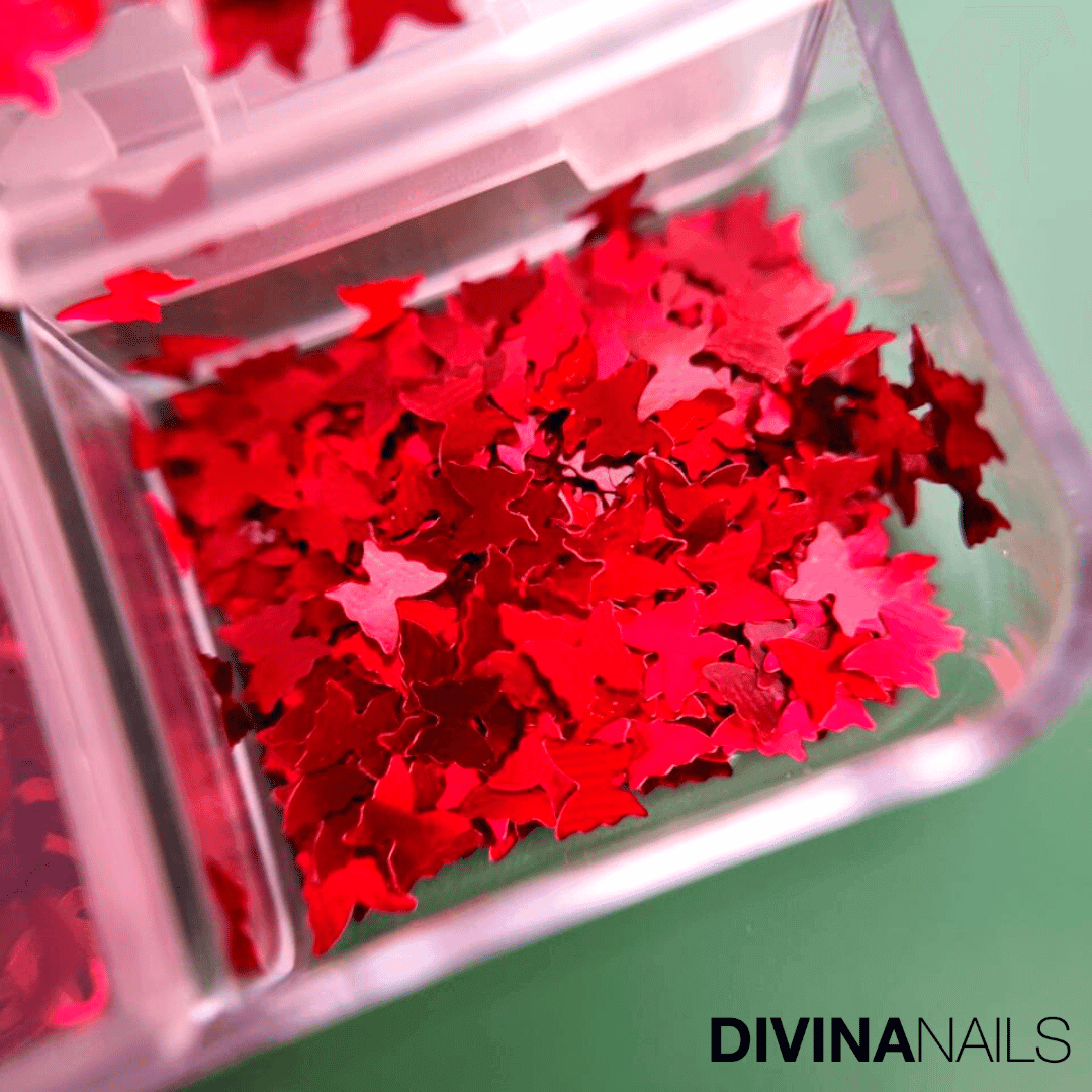 PAILETTES HEART - Set da 6 paillettes decorazioni per nail art cuori farfalle rossi - Divina Nails