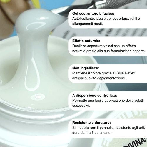 THE BUILDER GEL - COTTON MILKY - Builder gel costruttore autolivellante bifasico media densità 50ml - Divina Nails