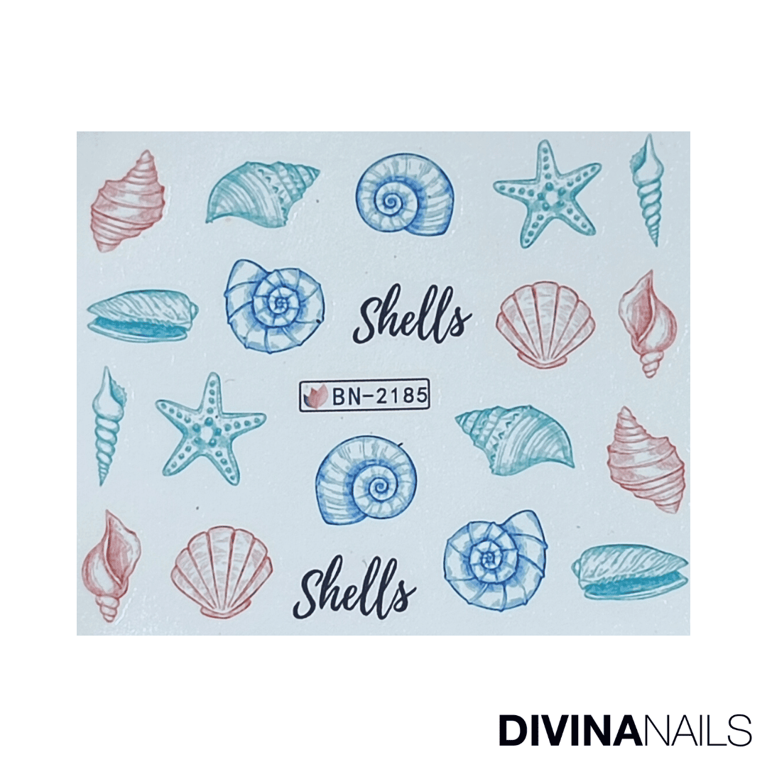 SHELL & ANCHOR - Set da 12 Stickers decorazioni unghie per nail art - Divina Nails