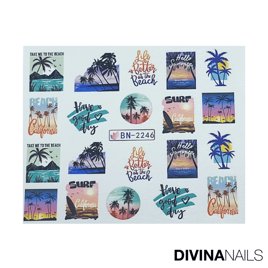 MIAMI VICE - Set da 12 Stickers decorazioni unghie per nail art - Divina Nails