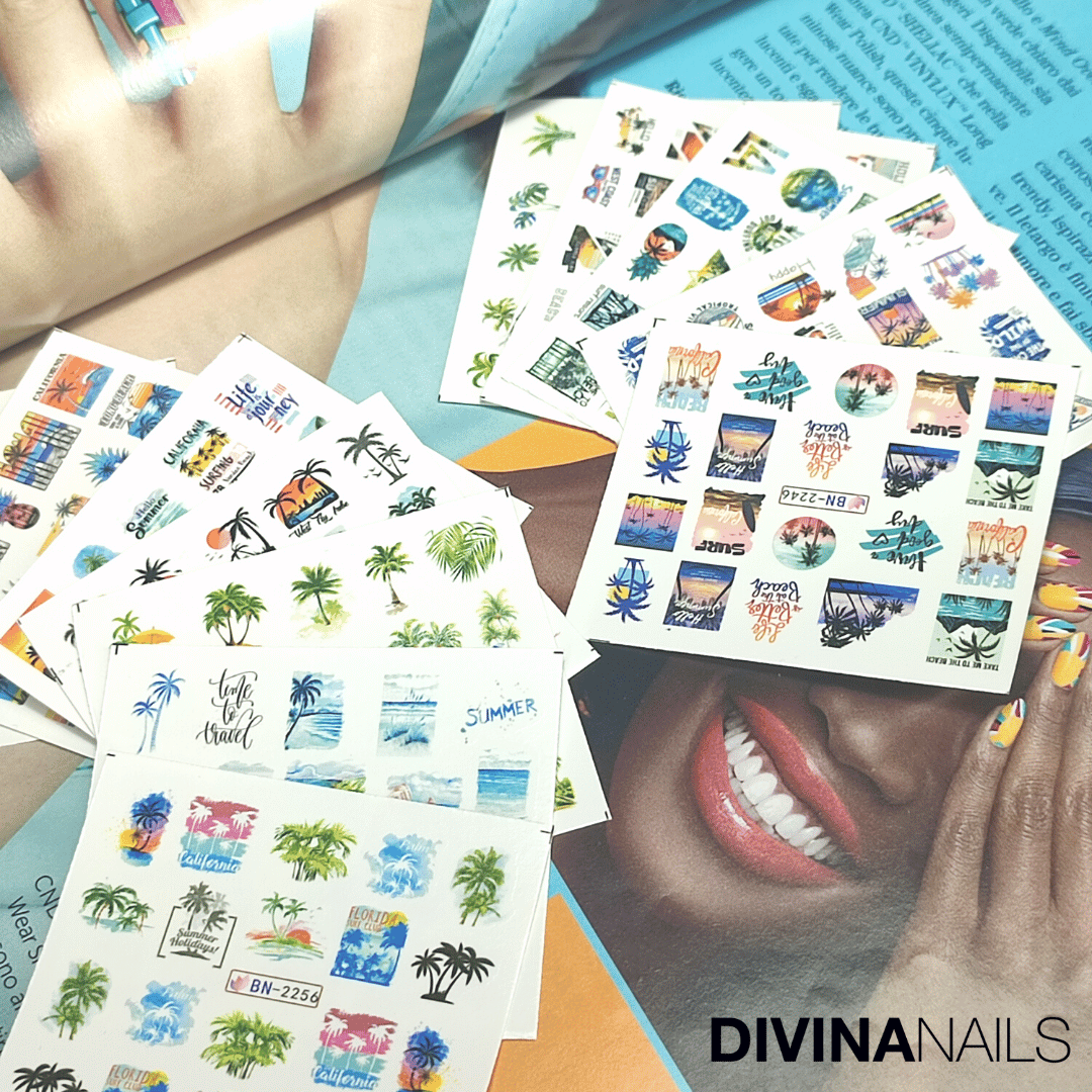 MIAMI VICE - Set da 12 Stickers decorazioni unghie per nail art - Divina Nails