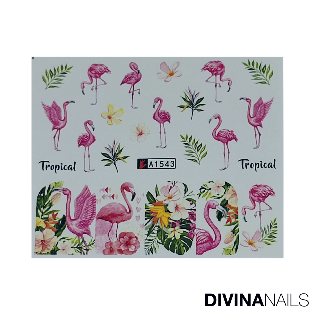FLAMINGO SUMMER - Set da 12 Stickers decorazioni unghie per nail art