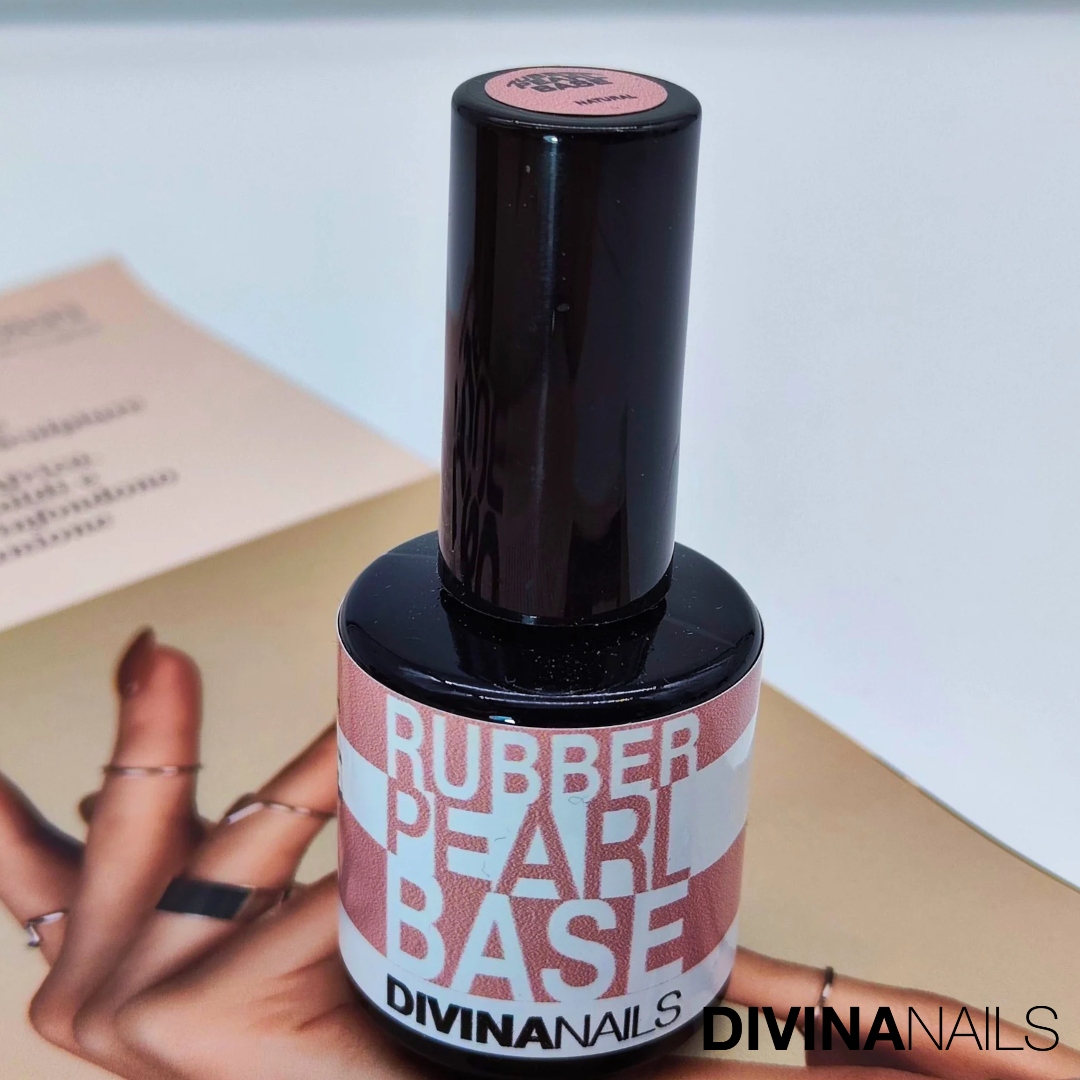 RUBBER PEARL BASE - NATURAL - Rubber base natural nude gel builder autolivellante per semipermanente rinforzato 15ml