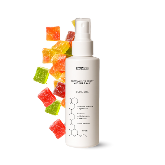 TRATTAMENTO SPRAY CUTICOLE E MANI - DOLCE VITA - Con acido ialuronico e cheratina e senza parabeni 100ml