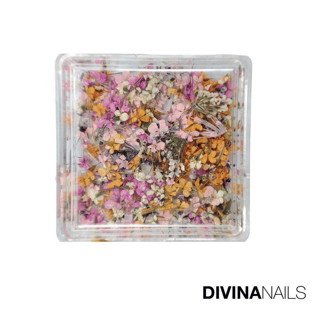 DRIED FLOWERS - SQUARE 03 - Fiori secchi per decorazioni unghie eleganti nail art