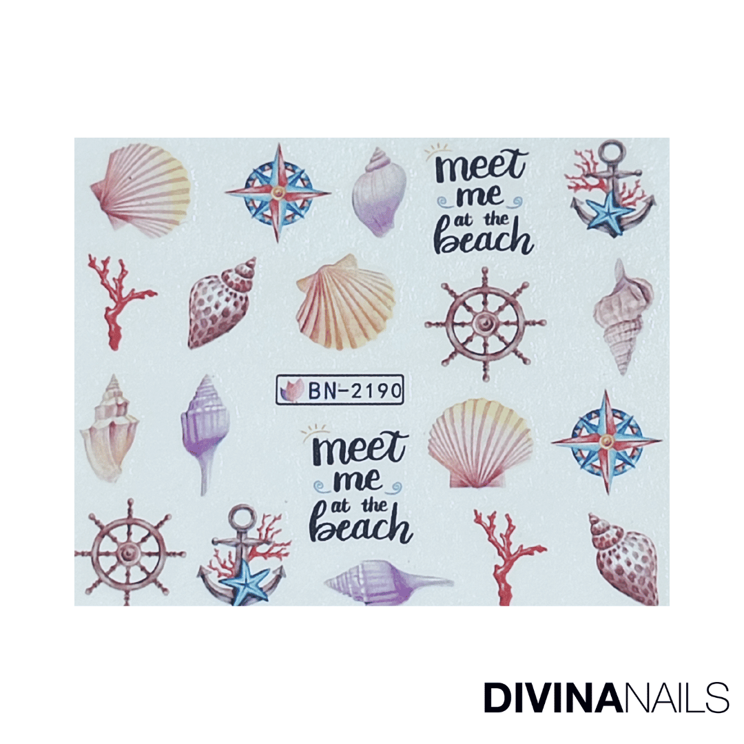 SHELL & ANCHOR - Set da 12 Stickers decorazioni unghie per nail art - Divina Nails