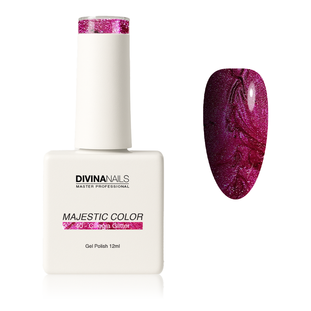 MAJESTIC COLOR - 40 CILIEGIA GLITTER - Semipermanente per unghie da 12ml