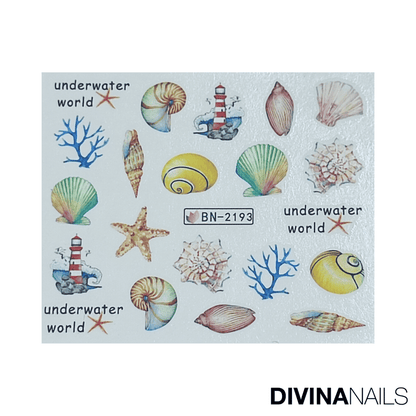 SHELL & ANCHOR - Set da 12 Stickers decorazioni unghie per nail art - Divina Nails