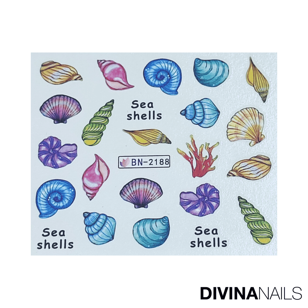 SHELL & ANCHOR - Set da 12 Stickers decorazioni unghie per nail art - Divina Nails