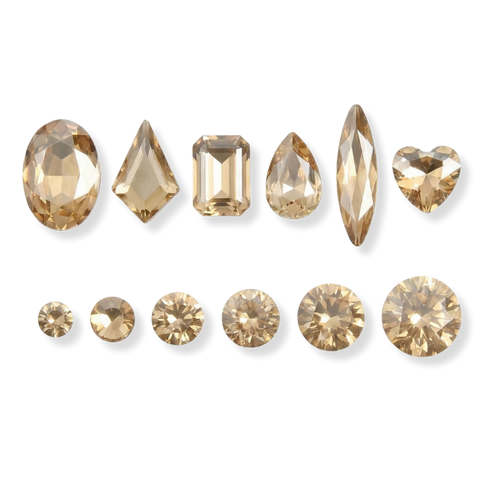 CHAMPAGNE FANCY MIX - Set da 12 diamanti decorazioni unghie oro per nail art