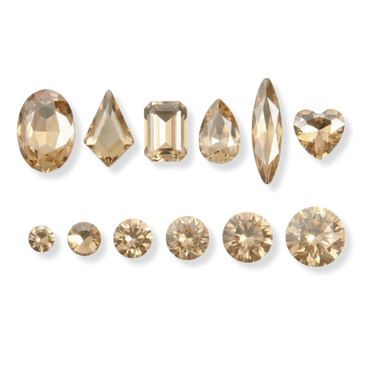 CHAMPAGNE FANCY MIX - Set da 12 diamanti decorazioni unghie oro per nail art