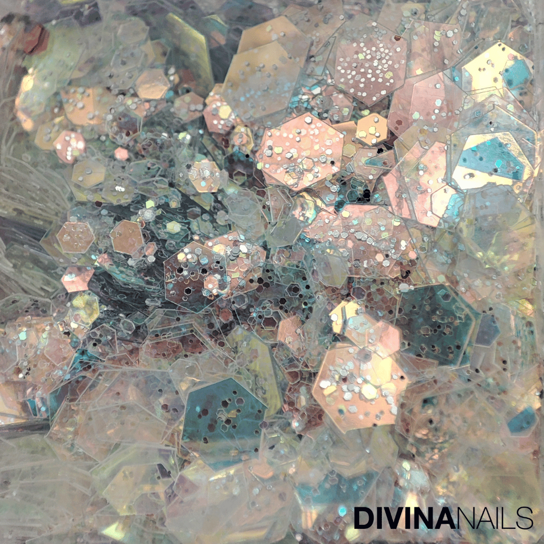 DIAMOND HOLO - MIXED ROUND - Set 12 Polvere Glitter brillantini per gel unghie Nail Art 2g - Divina Nails