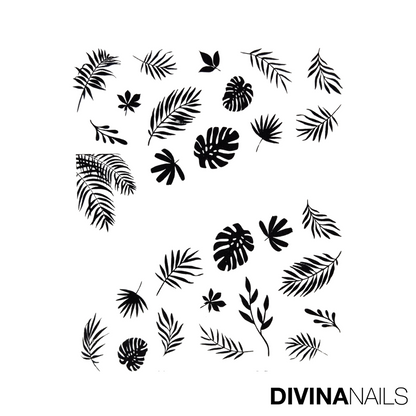 WATER DECAL - BLACK LEAVES - Stickers decorazioni adesivi unghie per nail art per la primavera