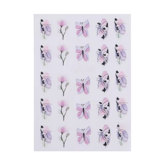 STICKERS - BUTTERFLY ROSE - Stickers decorazioni unghie per nail art per la primavera