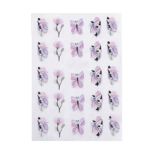 STICKERS - BUTTERFLY ROSE - Stickers decorazioni unghie per nail art per la primavera