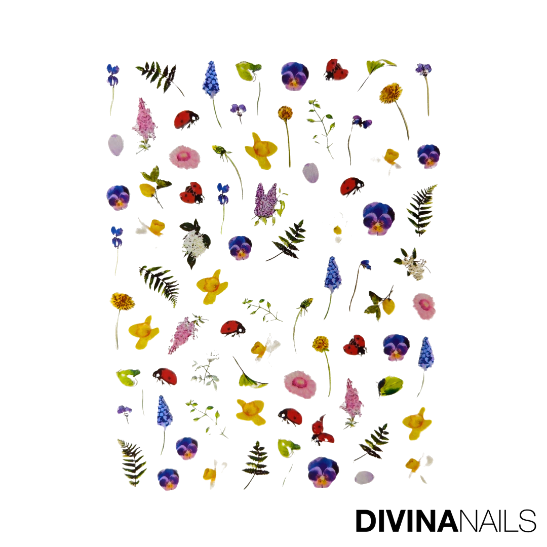 WATER DECAL - COLORFUL FLOWERS - 061 - Stickers decorazioni adesivi unghie per nail art per la primavera