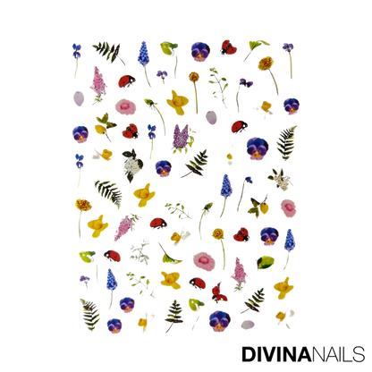 WATER DECAL - COLORFUL FLOWERS - 061 - Stickers decorazioni adesivi unghie per nail art per la primavera
