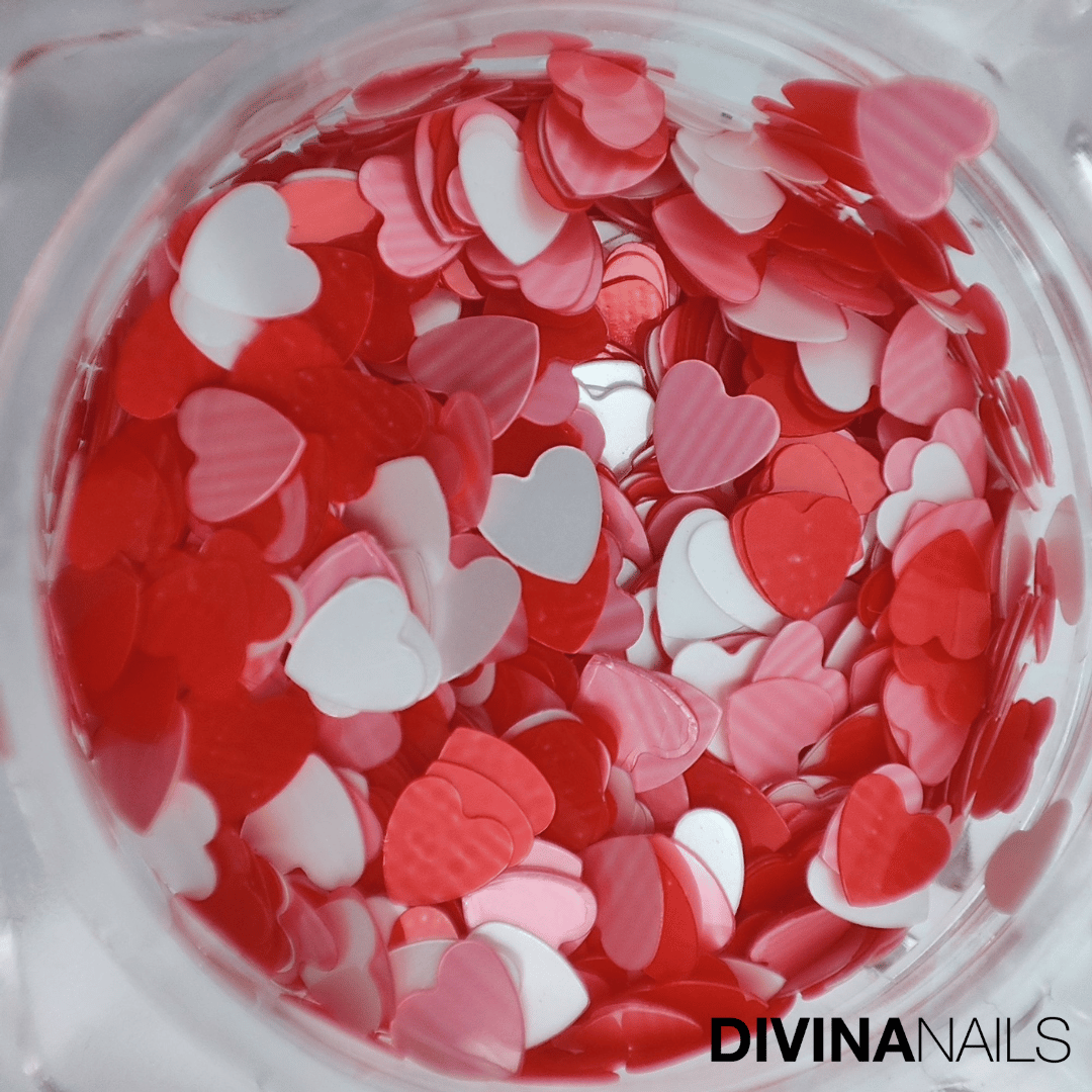 COLOUR HEART - 02 - Decorazioni a forma di cuore colorate San Valentino per gel unghie Nail Art 2g