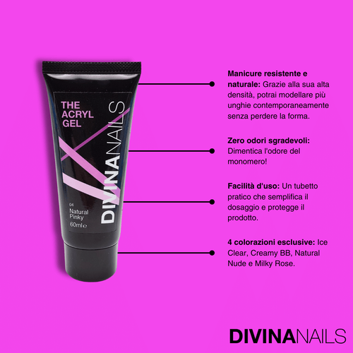 THE ACRYL GEL - NATURAL PINKY - Acrygel Rosa Naturale professionale per ricostruzione unghie da 60ml
