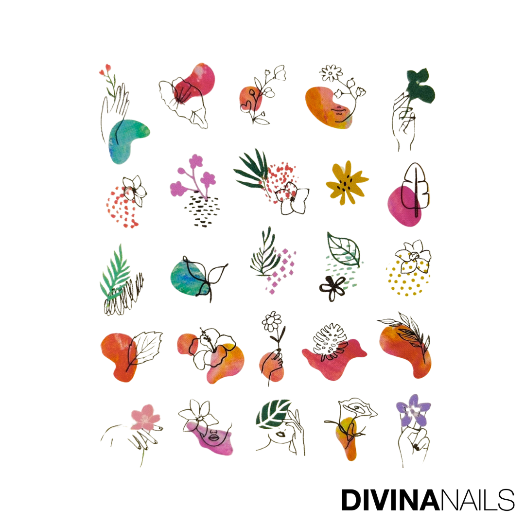 WATER DECAL - FLOWER SPRING - 04 - Stickers decorazioni adesivi unghie per nail art per la primavera