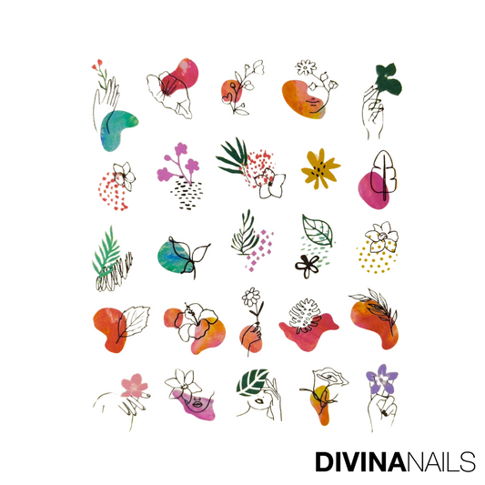 WATER DECAL - FLOWER SPRING - 04 - Stickers decorazioni adesivi unghie per nail art per la primavera