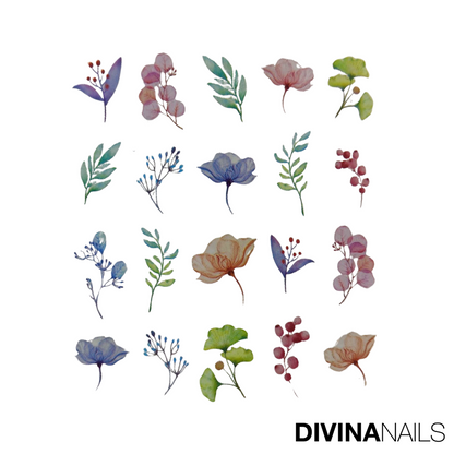 WATER DECAL - FLOWER SPRING - 01 - Stickers decorazioni adesivi unghie per nail art per la primavera