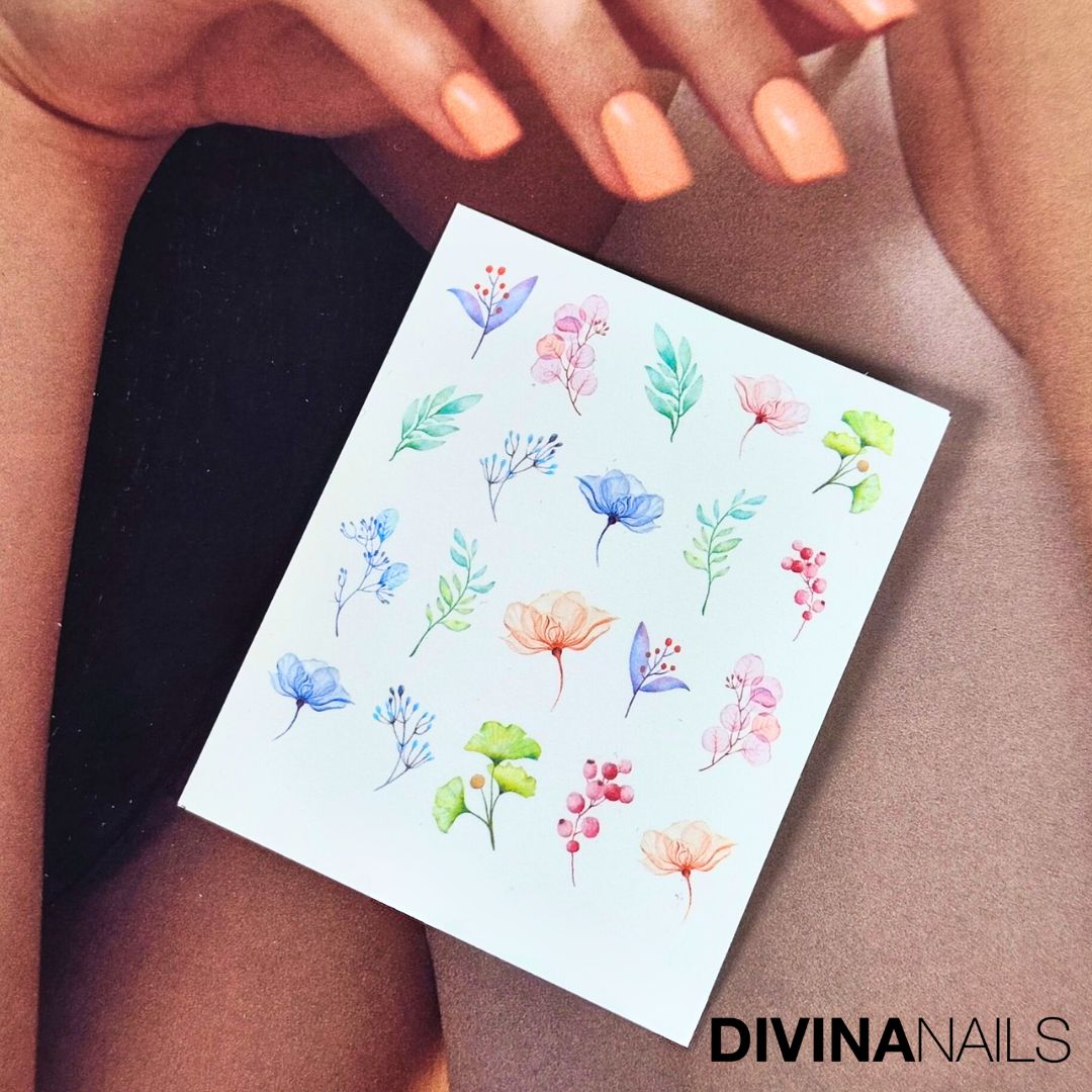 WATER DECAL - FLOWER SPRING - 01 - Stickers decorazioni adesivi unghie per nail art per la primavera