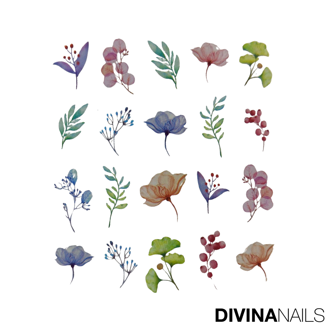WATER DECAL - FLOWER SPRING - 01 - Stickers decorazioni adesivi unghie per nail art per la primavera