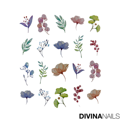 WATER DECAL - FLOWER SPRING - 01 - Stickers decorazioni adesivi unghie per nail art per la primavera